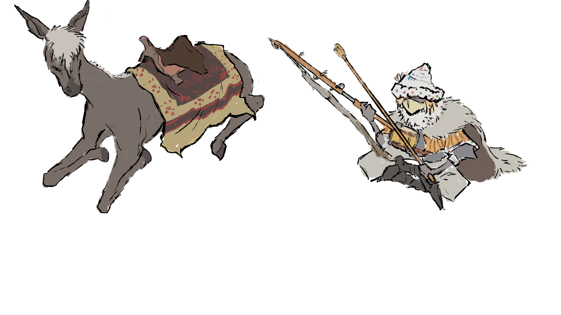 Elden Ring Merchant and his Mule resting